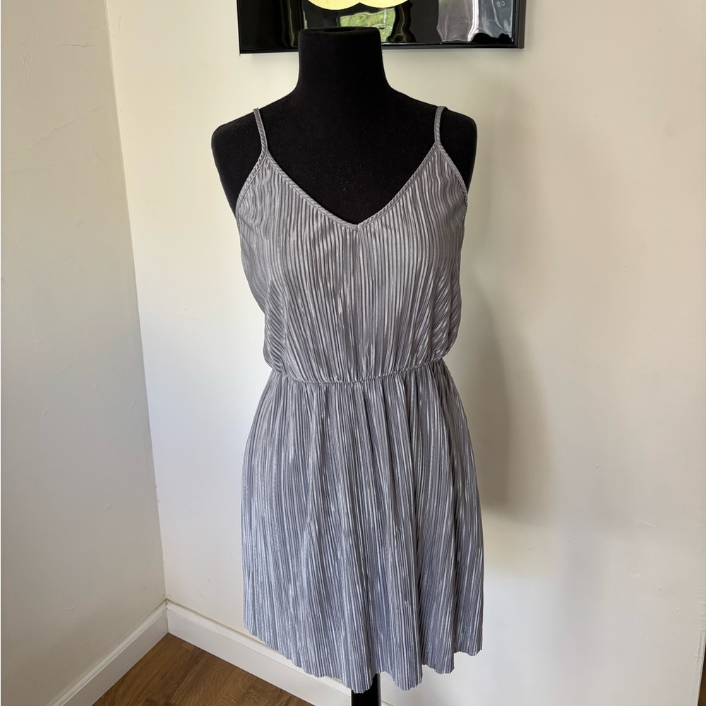 Forever 21 Silver Pleated Midi Dress